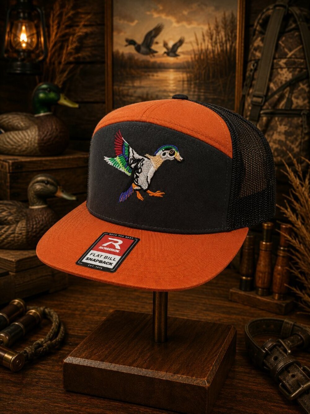 Black Pond Duck Hunting Richardson 168 Mesh Snapback Embroidered Cap Hat